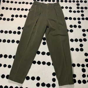 Club Monaco Vintage 90s Khaki Army Olive Green Pleated Trouser Chino Pants